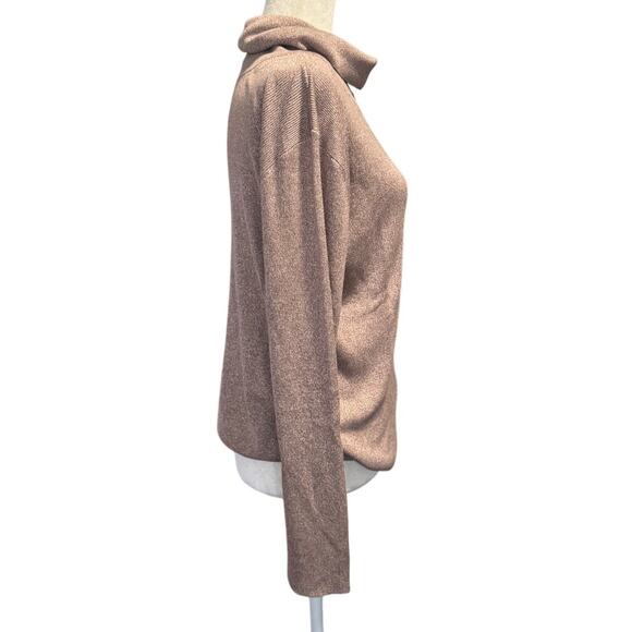 Winter Silks 100% Silk Knit Turtleneck Sweater – Size S-Rosy Heathered Brown - Picture 3 of 5